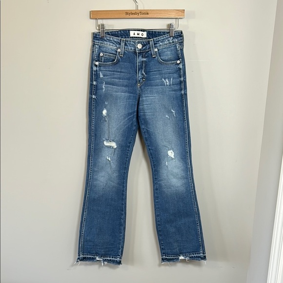AMO Bex Jean Dreamer Destroy Distressed Boot Cut Revolve Raw Hem Sz 25 NEW - Picture 3 of 15
